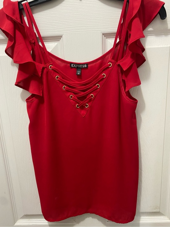 Express Tops - Express red ruffle off the shoulder corset top size XS